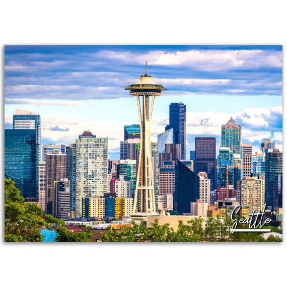 Seattle Skyline Poster Print Travel Photography Wall Art