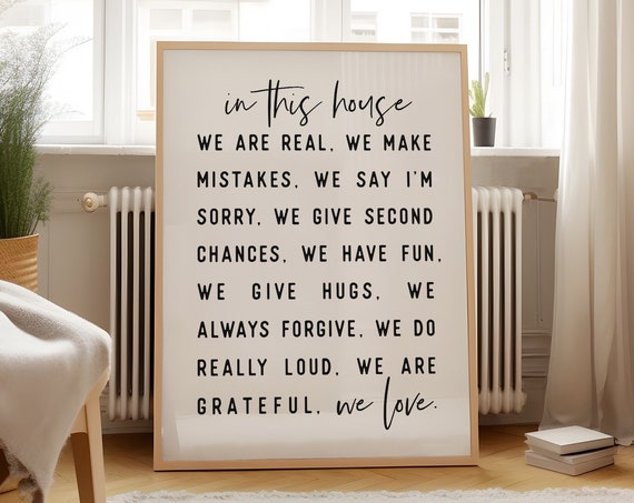 In This House Family Rules Quote Art Print