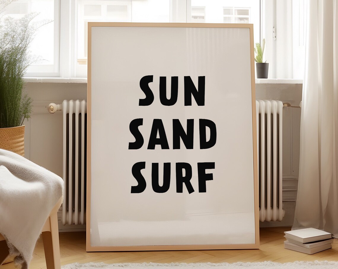 Sun Sand Surf Prints Wall Art Modern Beach House Decor Surfer Room Decor Typography Poster - Image 3