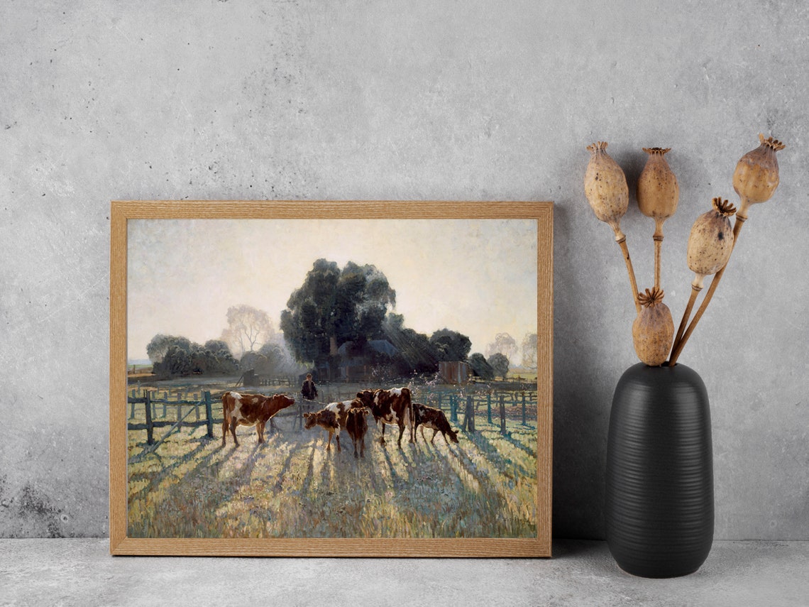 Morning Light Cattle Pasture Herdsman Classic Pastoral Art Poster - Image 7