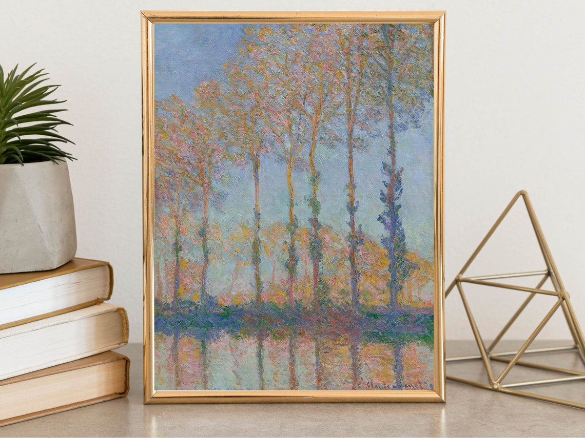 Claude Monet Poplars on the Epte Autumn Reflection Vintage Print - Image 8