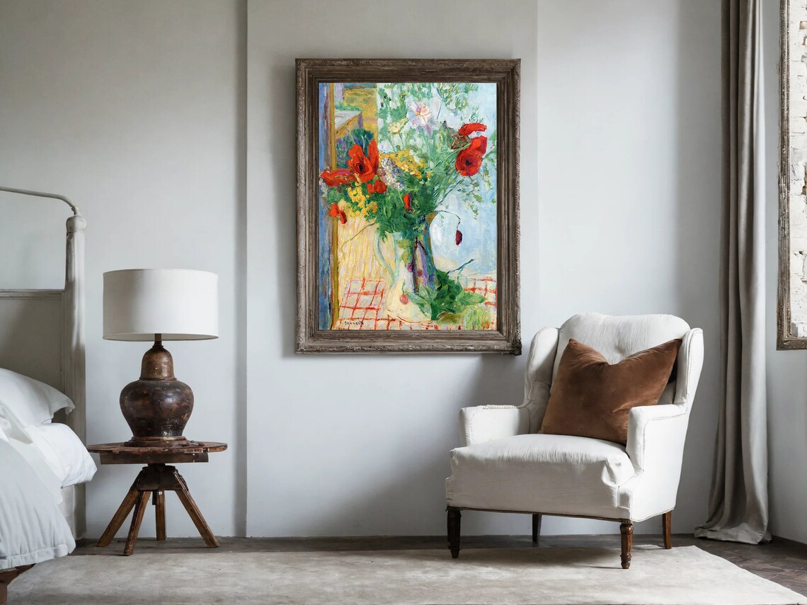 Bonnard Red Poppies Wildflower Bouquet Still Life Art Poster - Image 3