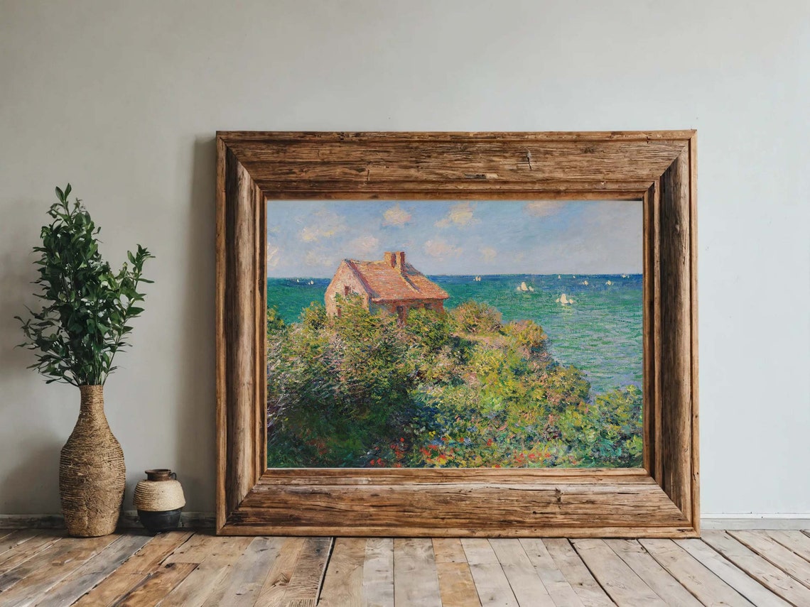 Claude Monet Fishermans Cottage on the Cliffs Coast Normandy Print - Image 2