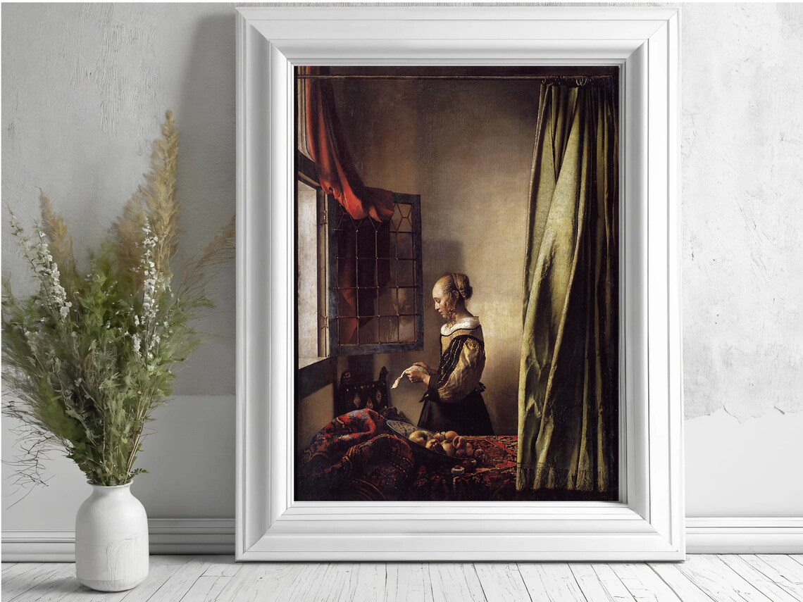 Johannes Vermeer Print Girl Reading A Letter By Johannes Vermeer Dutch Baroque Painting Vintage Woman Portrait Print Wall Art Gift - Image 6