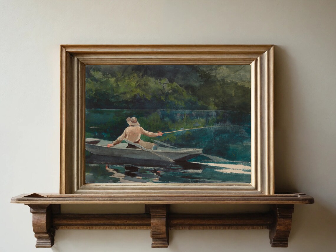 Winslow Homer The Guide Adirondack Canoe Fly Fishing Art Poster - Image 3
