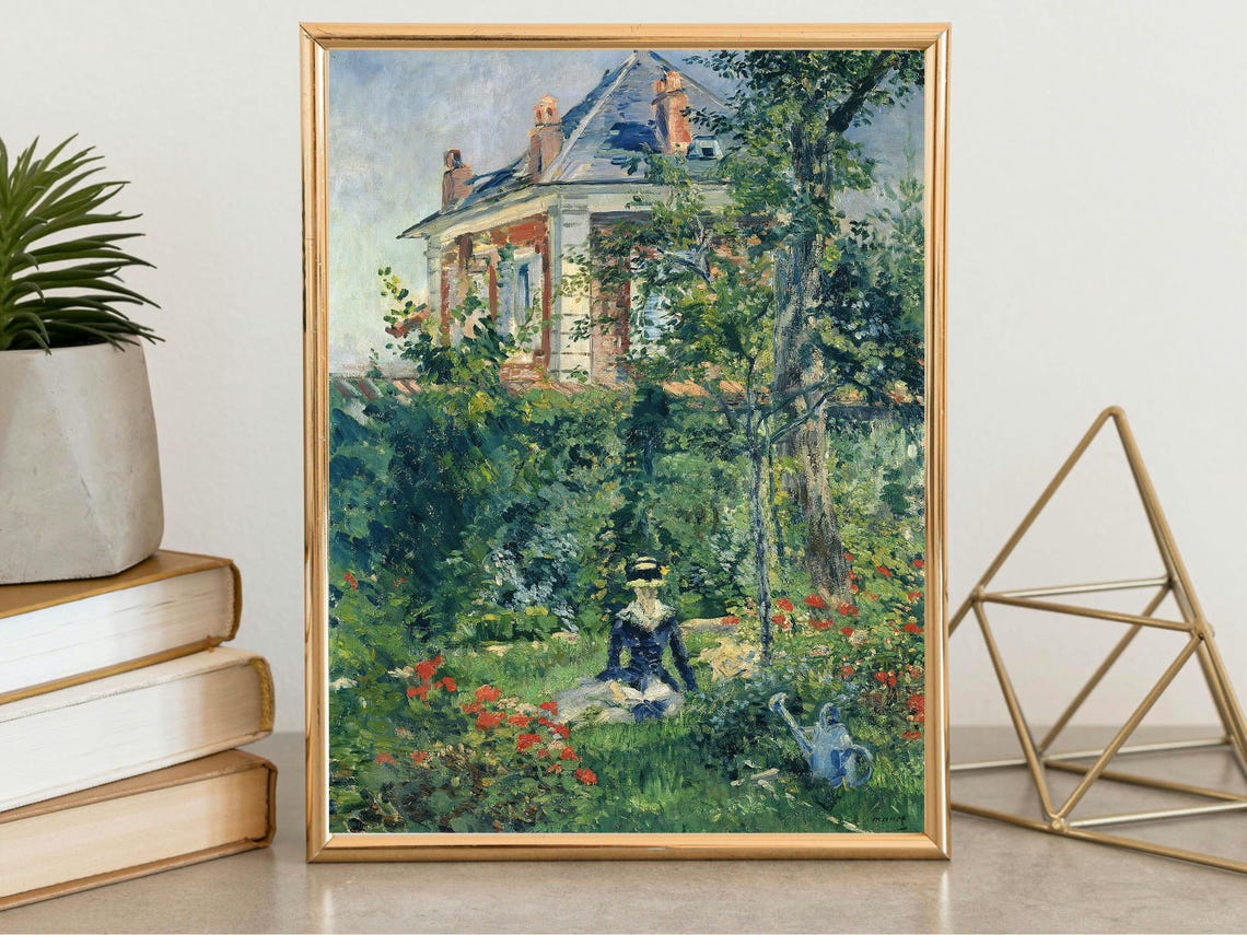 Edouard Manet A Garden Nook at Bellevue Impressionist Art Poster