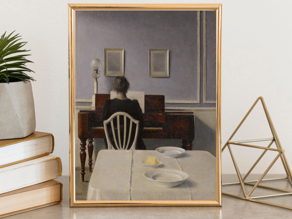 Hammershoi Interior Woman at Piano Muted Danish Masterpiece Poster - Image 8