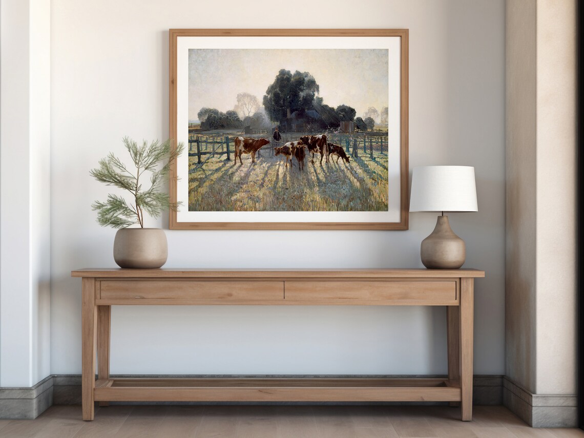 Morning Light Cattle Pasture Herdsman Classic Pastoral Art Poster - Image 5
