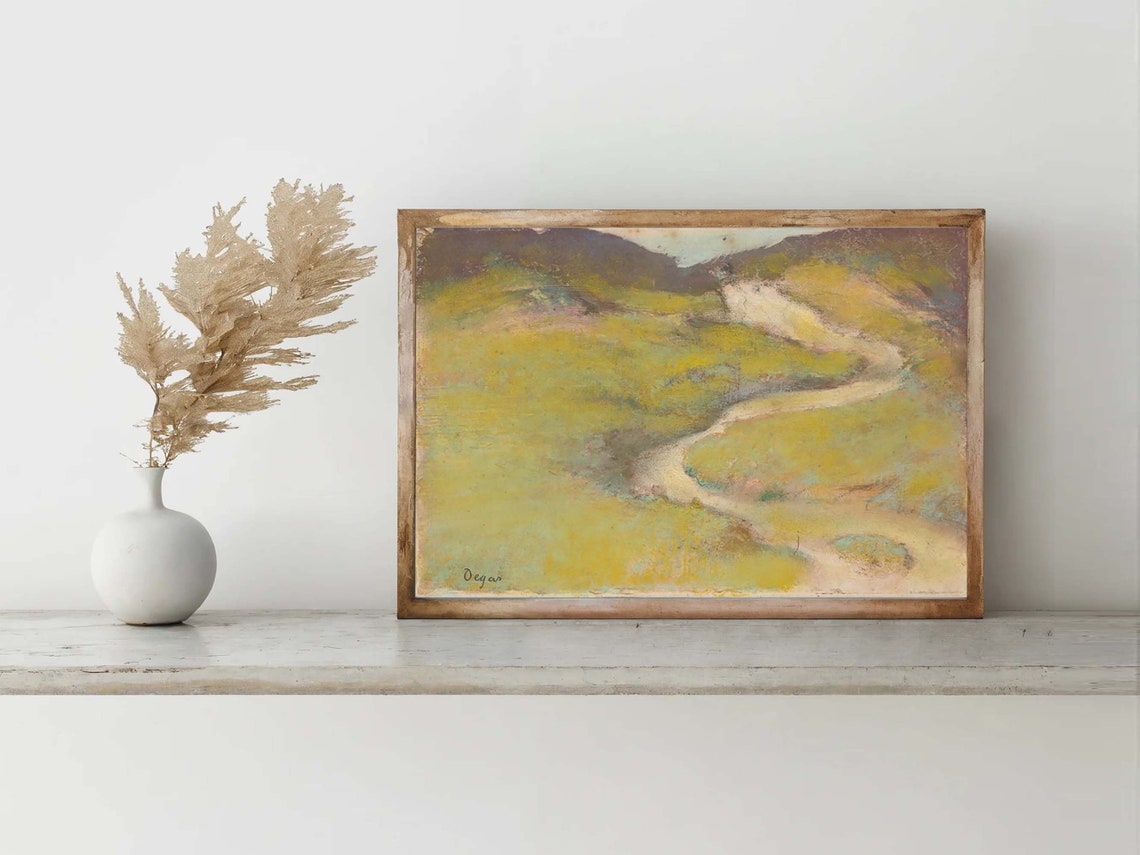 Edgar Degas Pathway in a Field Pastel Impressionist Landscape Print - Image 6