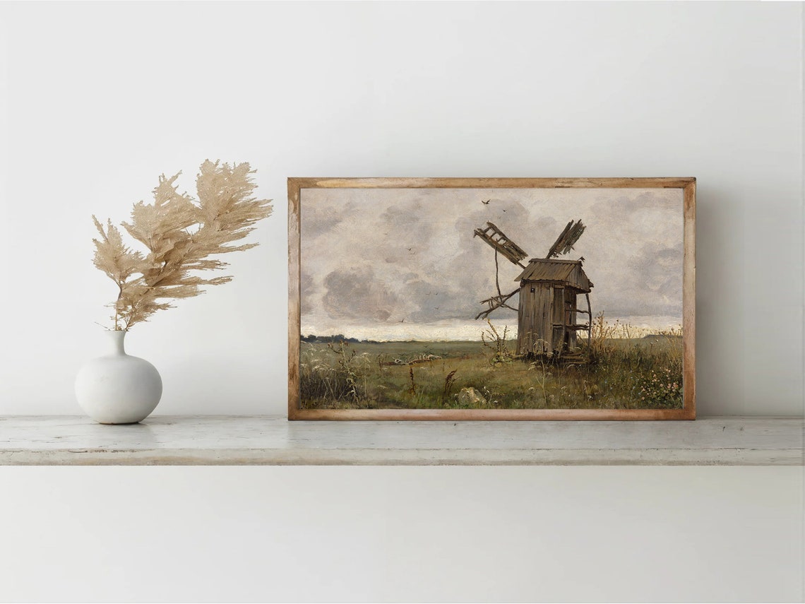 Dutch Windmill Cows Grazing Vintage Countryside Meadow Poster - Image 6
