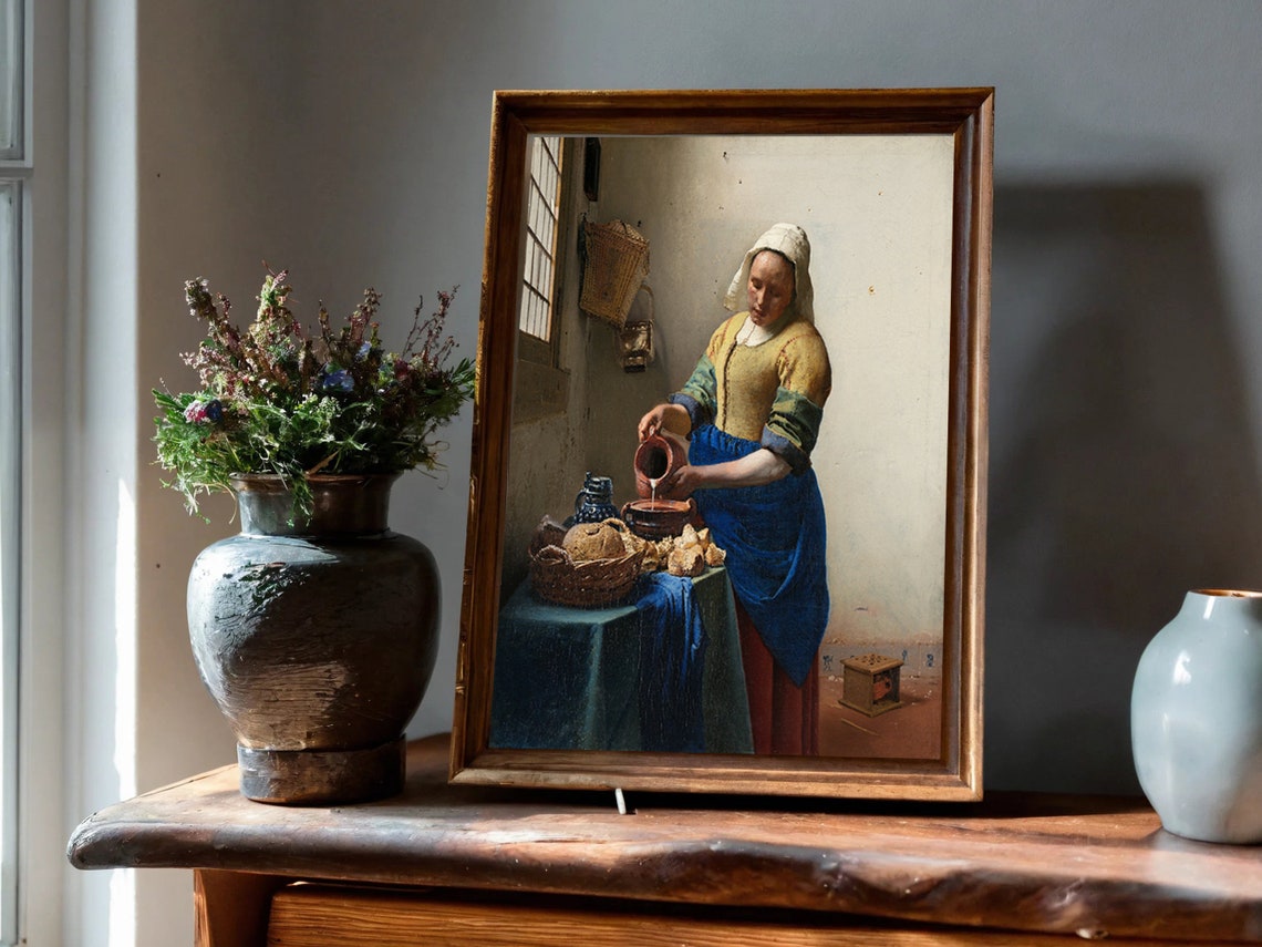 Johannes Vermeer The Milkmaid Print Dutch Baroque Painting Fine Art Print Aesthetic Painting Baroque Era Art Museum Poster - Image 2