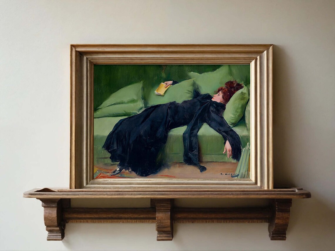 Victorian Woman Portrait Painting, Moody Decor - Image 2