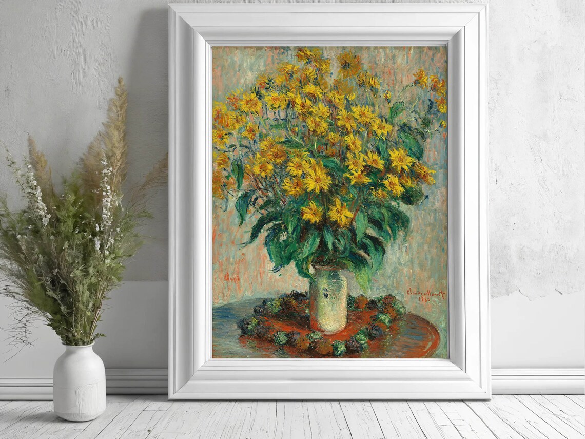 Claude Monet Jerusalem Artichoke Flowers Still Life Vintage Print - Image 7