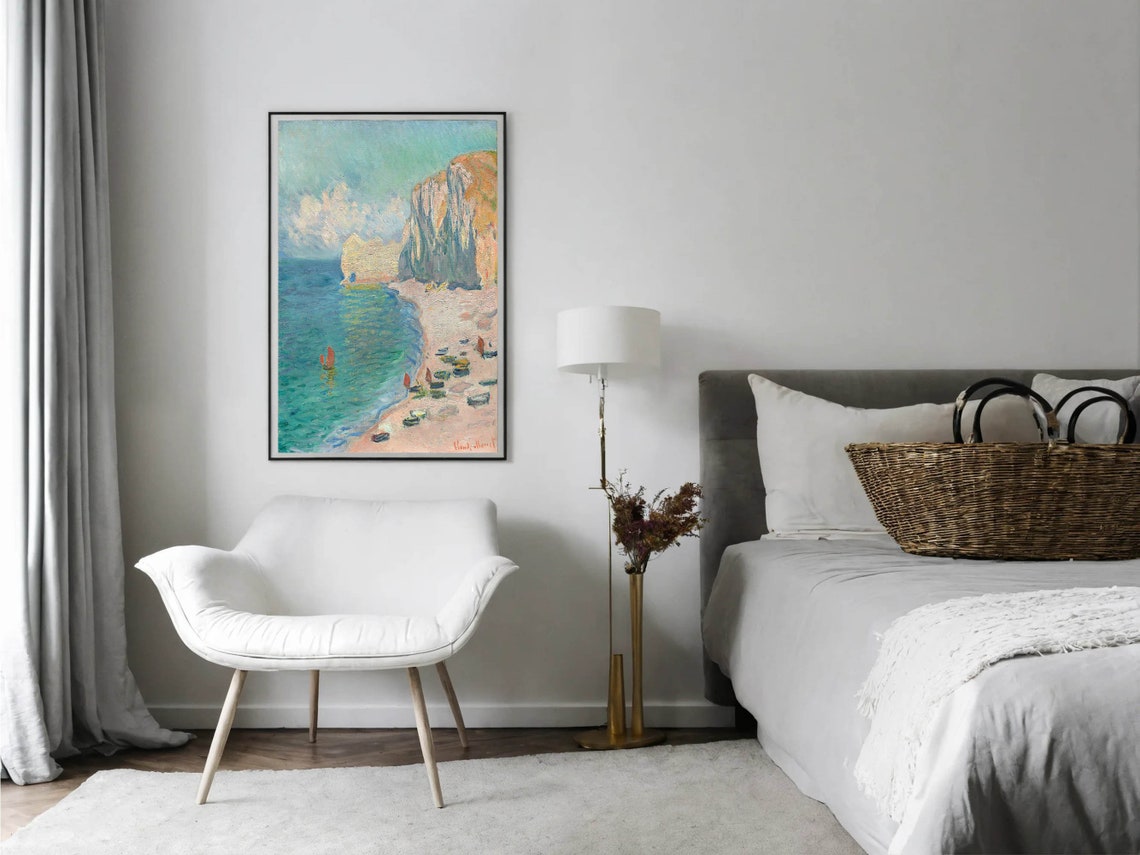 Claude Monet Etretat Beach and Falaise dAmont Cliffs Coast Print - Image 8