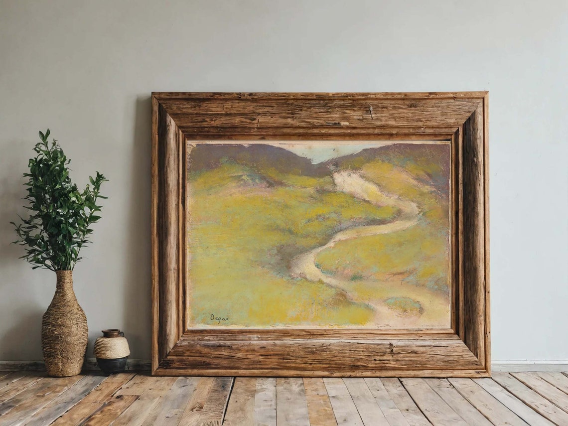 Edgar Degas Pathway in a Field Pastel Impressionist Landscape Print - Image 2