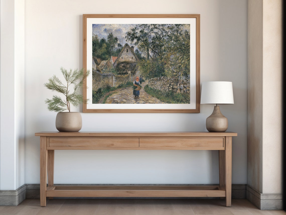 Stone Cottage Path Village Peasant Woman Impressionist Poster - Image 3