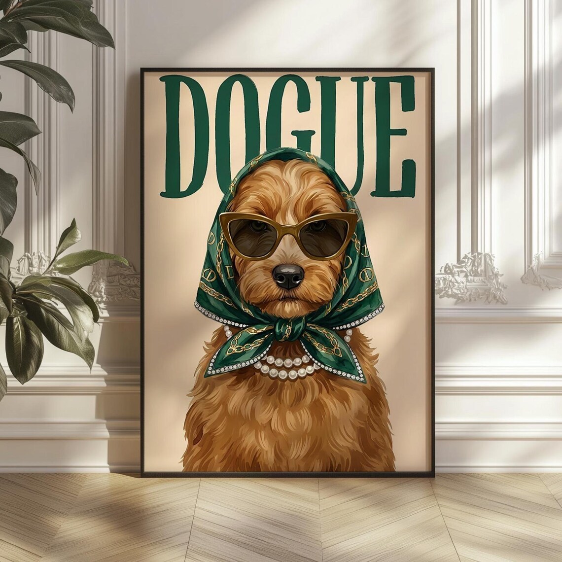 Dogue Goldendoodle Funny Fashion Dog Art Print