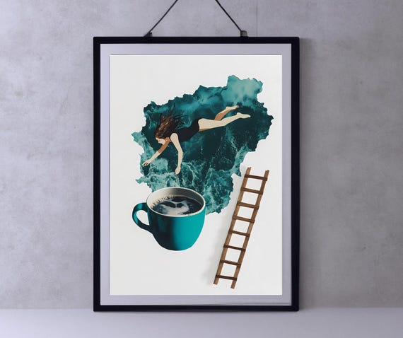 Coffee Diver Poster Print Good Morning Coffee Poster Coffee Lover Gift Coffee Station Wall Art Trendy Kitchen Wall Art