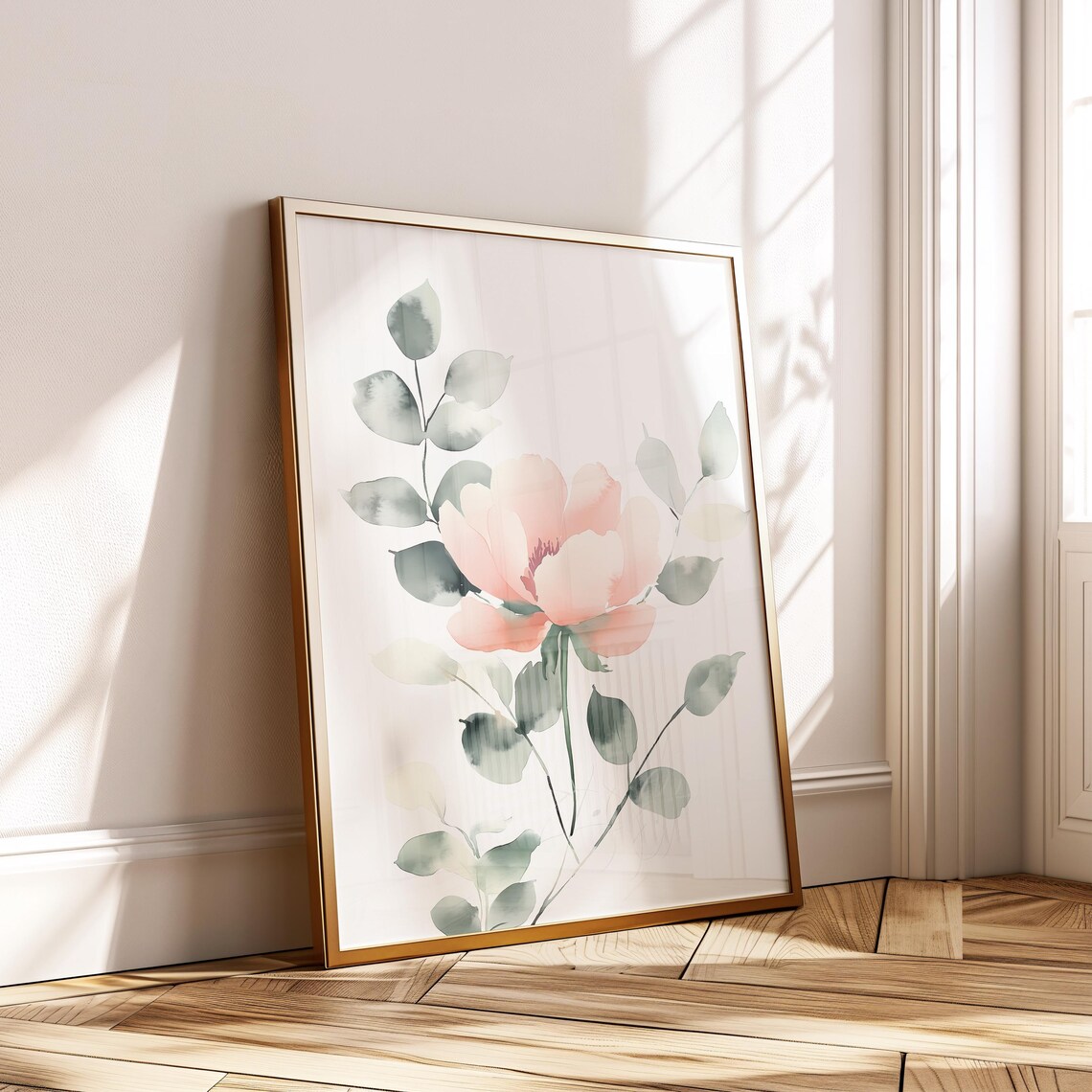 Minimal Peony Watercolor Botanical Art Print