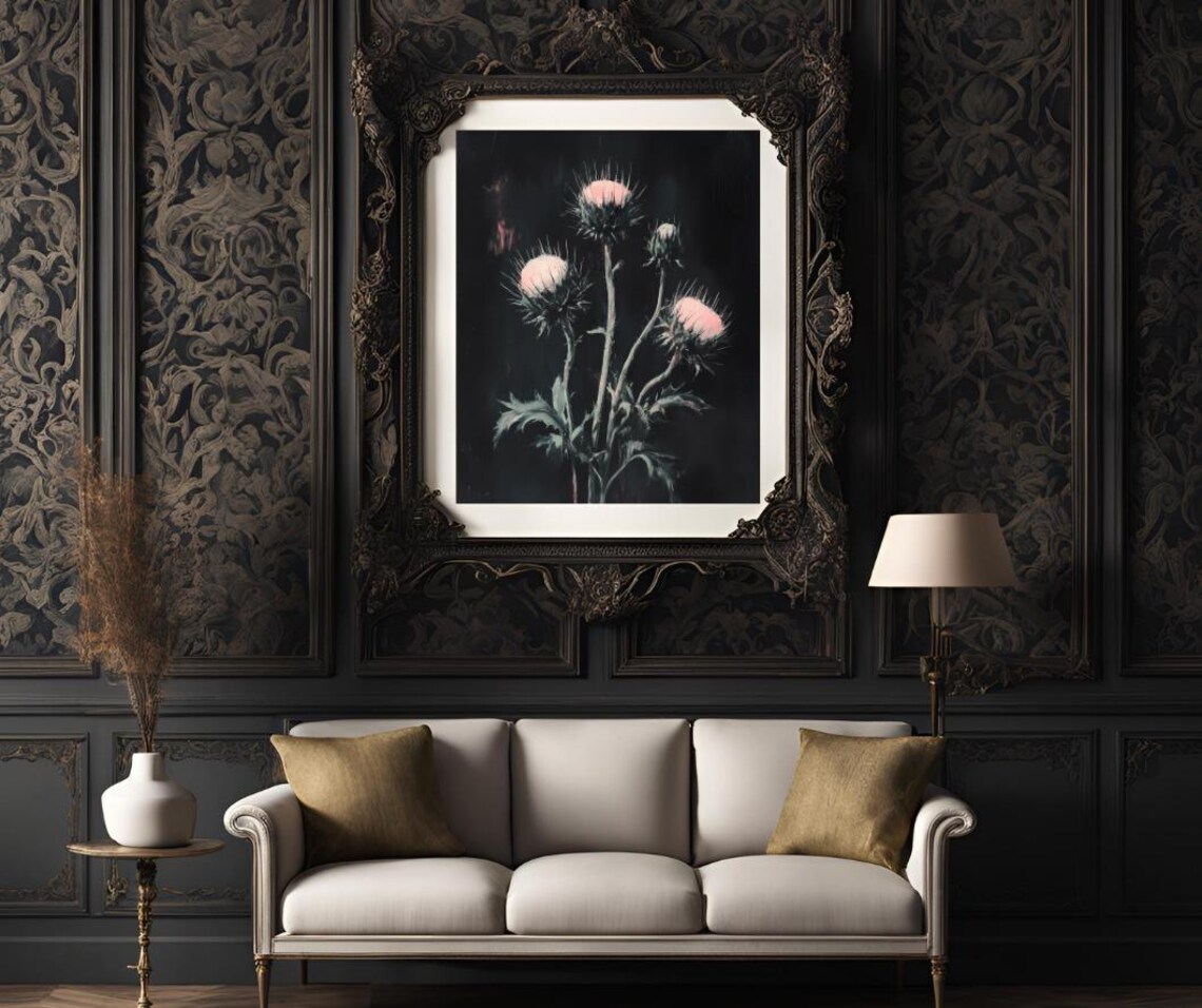 Thistle Art Print, Dark Academia Botanical Decor - Image 3