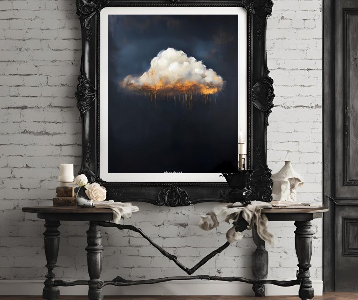 Abandoned Glowing Cloud Dark Moody Storm Oil Painting Art Poster - Image 4