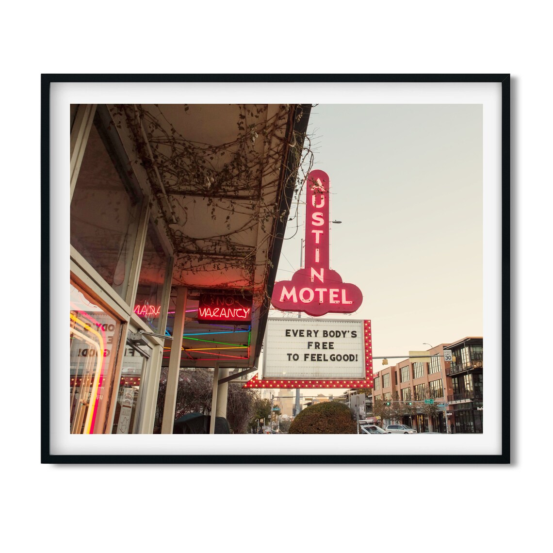 Austin Motel Neon Sign Vintage Marquee Feel Good Quote Photo Poster - Image 2