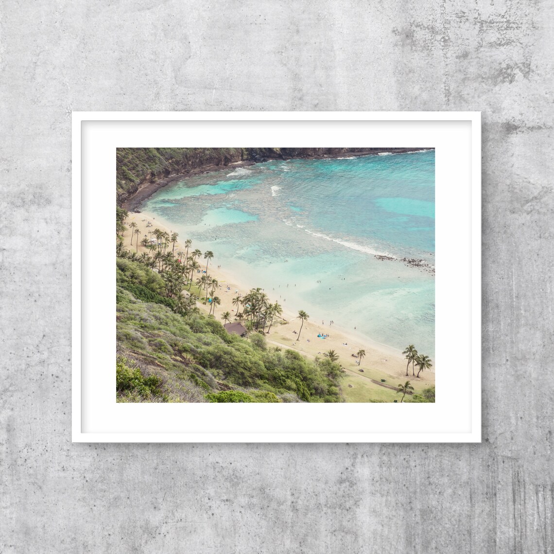 Aerial View of a Tropical Bay with Palm Trees and Blue Water Poster - Image 3