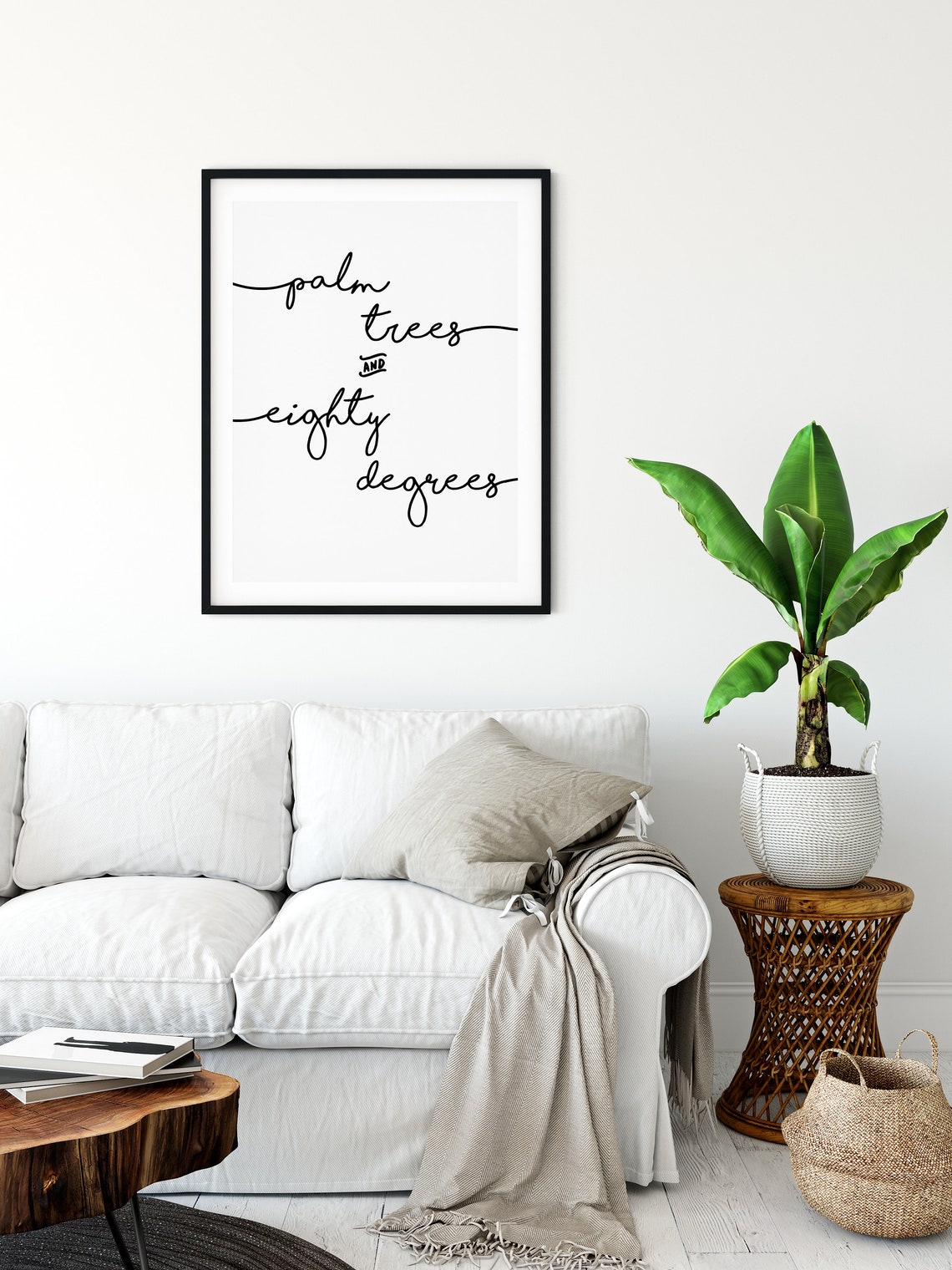 Palm Trees and Eighty Degrees Script Lettering Quote Art Poster - Image 3