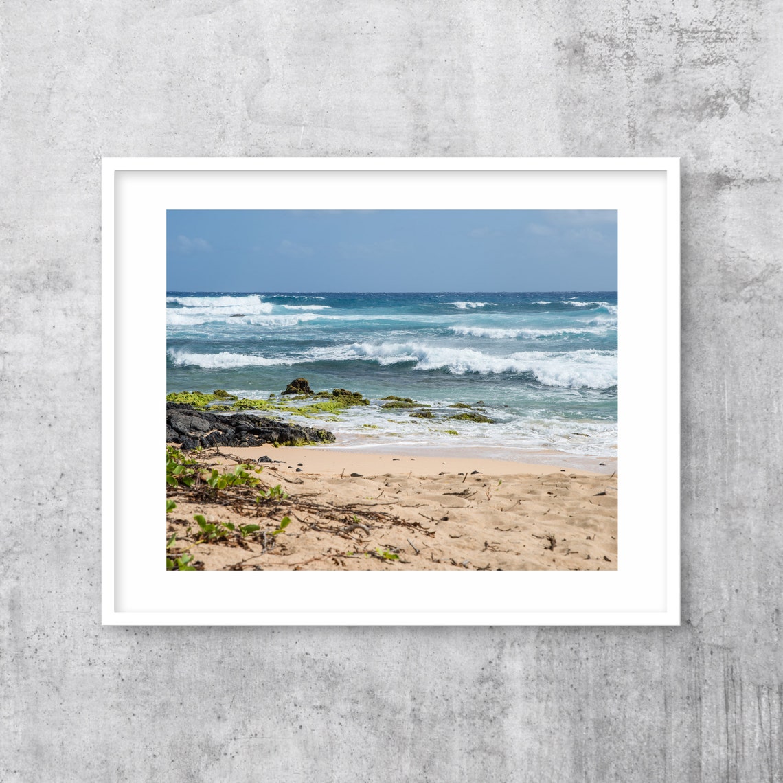 Ocean Waves Rolling on Sandy Beach Coastal Photography Poster - Image 2