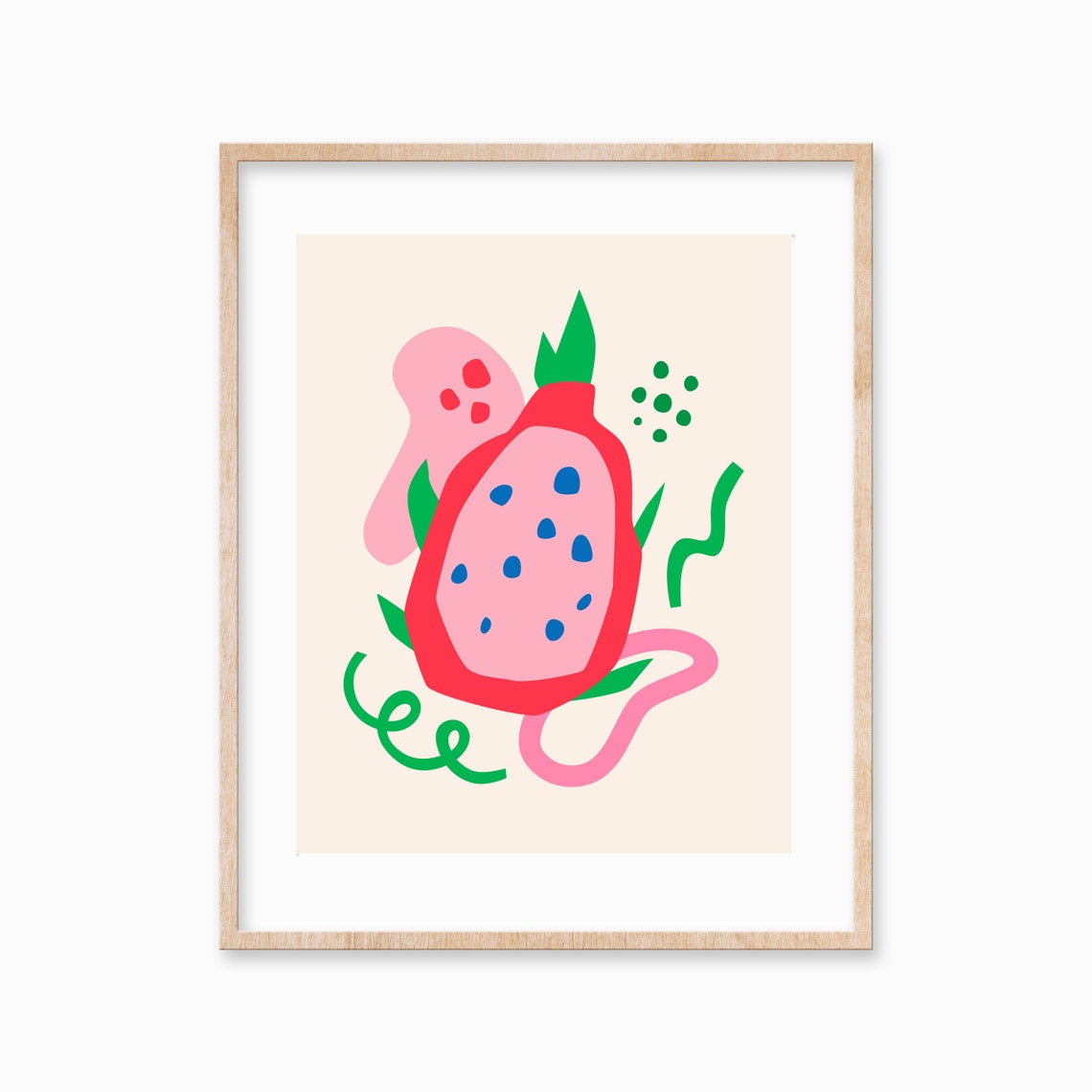 Bright Dragon Fruit Abstract Illustration Pink Red Pop Art Poster