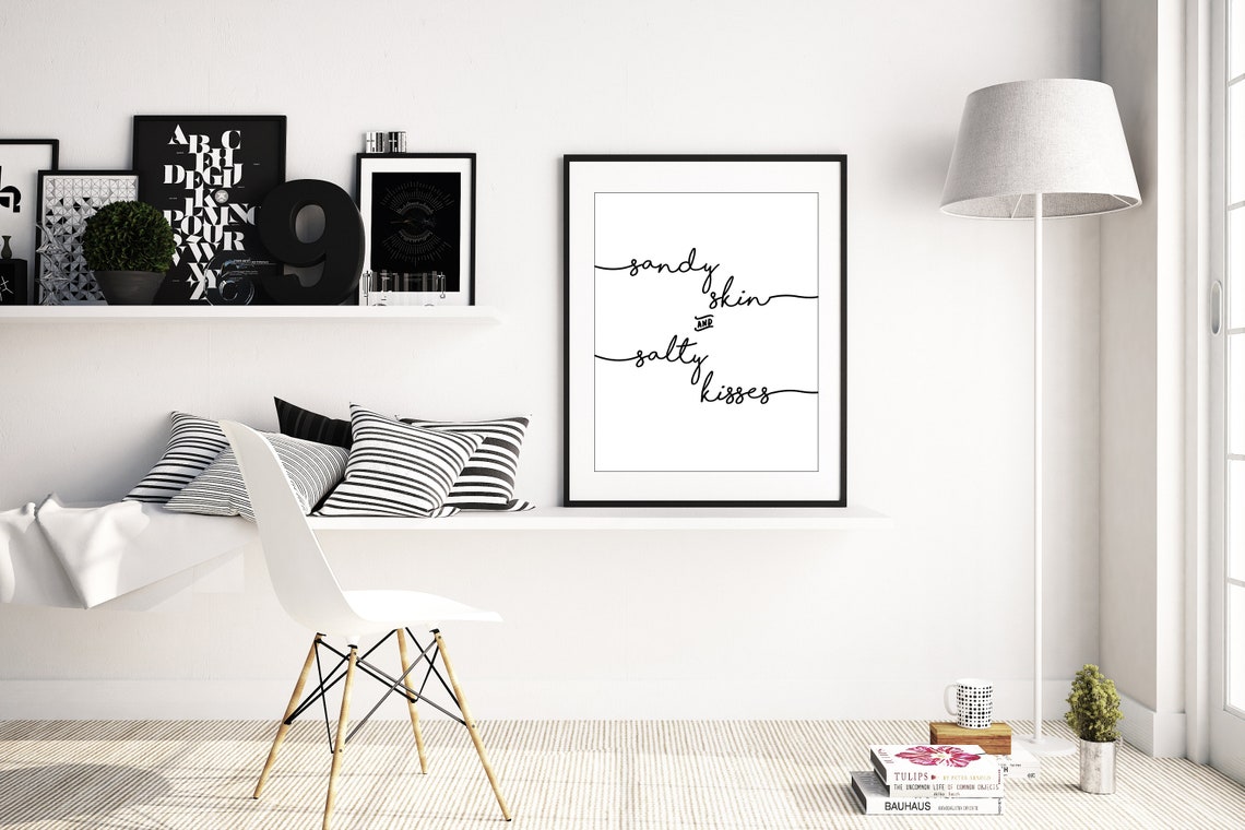 Sandy Skin and Salty Kisses Beach Script Quote Typography Poster - Image 2