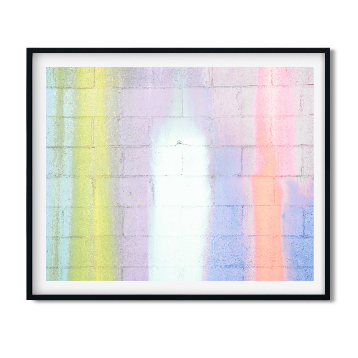 Pastel Stripe Painted Brick Wall Mint Lilac Peach Art Photo Poster - Image 2