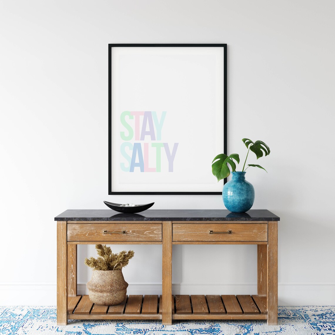 Stay Salty Funny Pastel Gradient Lettering Beach Quote Art Poster - Image 2