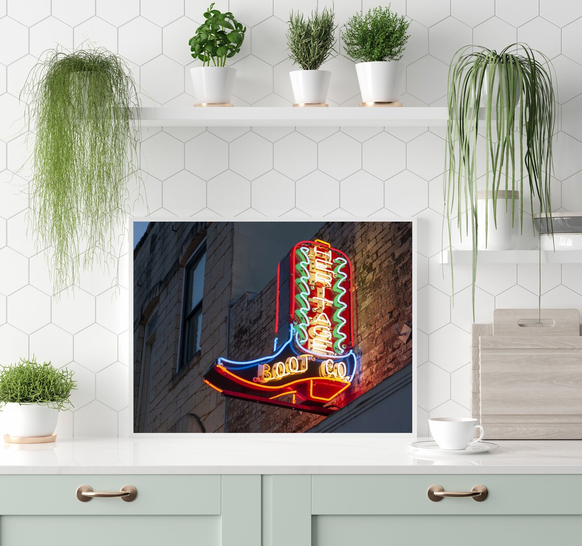 Austin TX Vintage Travel Poster, Cowboy Boots - Image 2