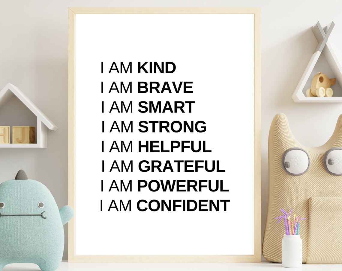 Kids Daily Affirmations I Am Kind Brave Smart Confidence Poster - Image 5