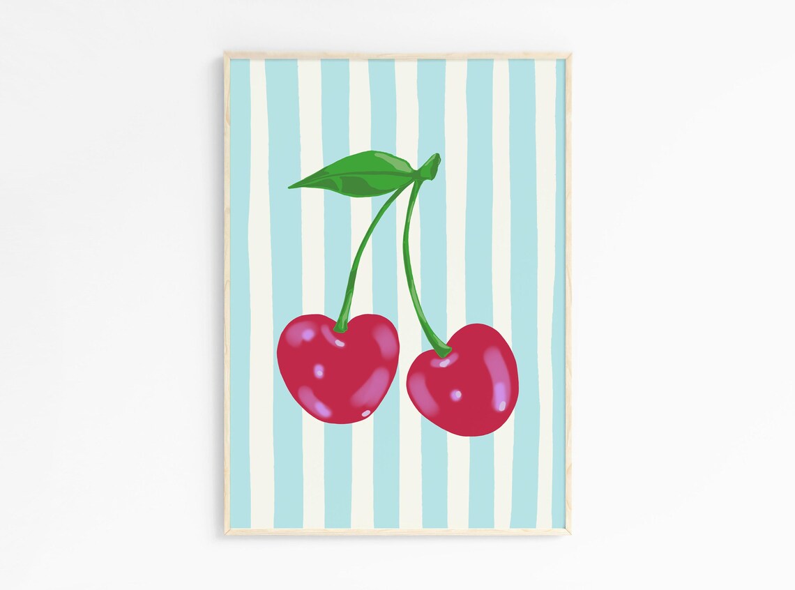 Cherry Fruit Wall Art Print Trendy Wall Art Retro Y2k Wall Art Poster Art Kitchen Wall Decor Summer Print Art