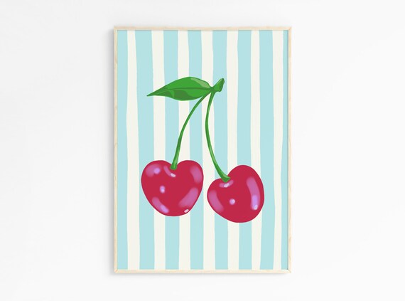 Cherry Fruit Wall Art Print Trendy Wall Art Retro Y2k Wall Art Poster Art Kitchen Wall Decor Summer Print Art