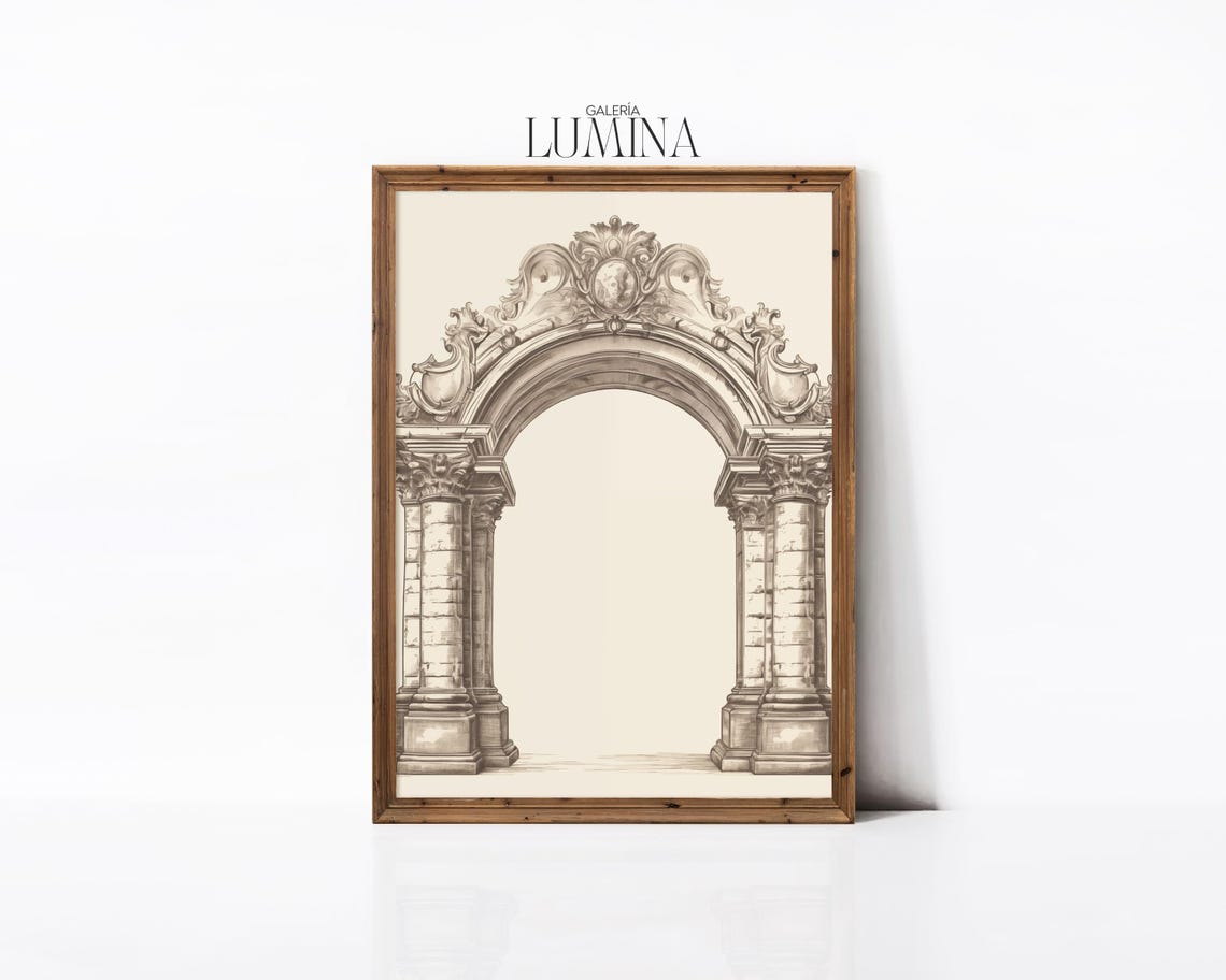 Baroque Stone Arch Triumph Architectural Illustration Poster - Image 2