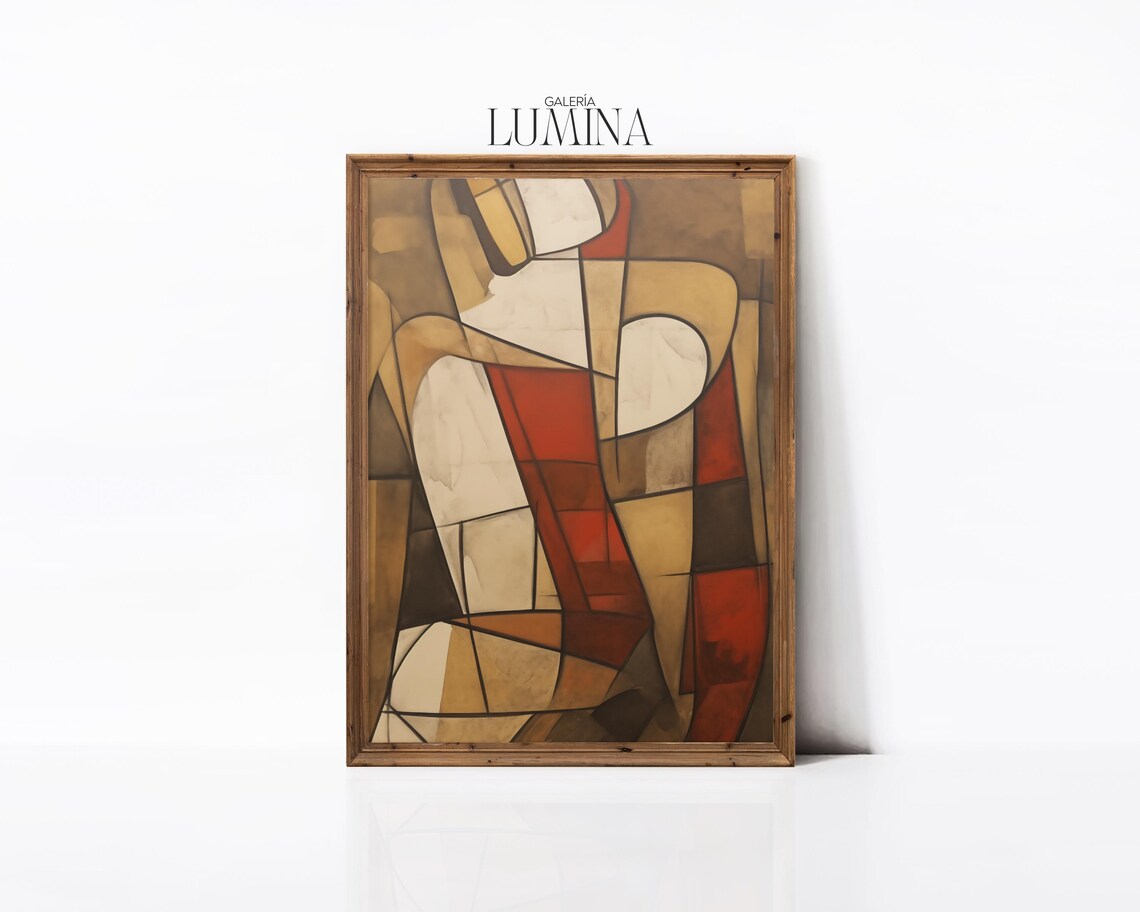 Abstract Cubism Painting, Mid Century Wall Art - Image 3