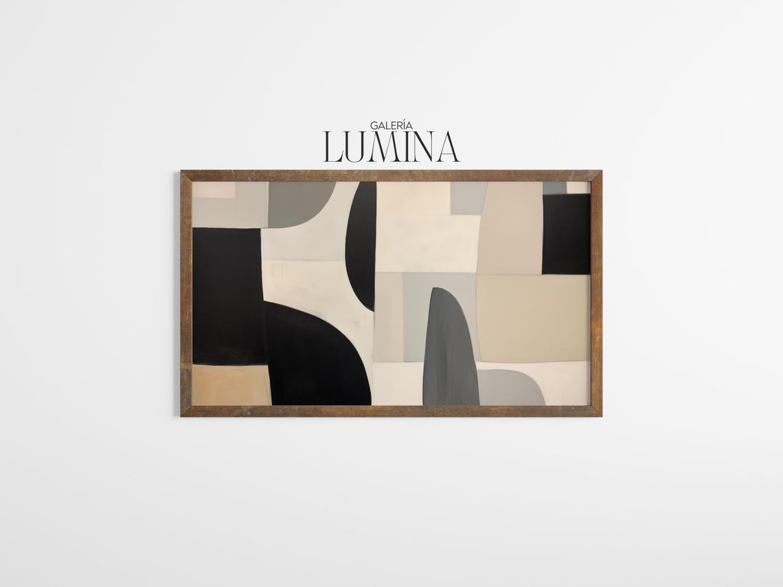 Contemporary Black And Beige Oil Painting Modern Abstract Art Neutral Color Palette Wall Decor Art Frame Tv Art 899 - Image 3