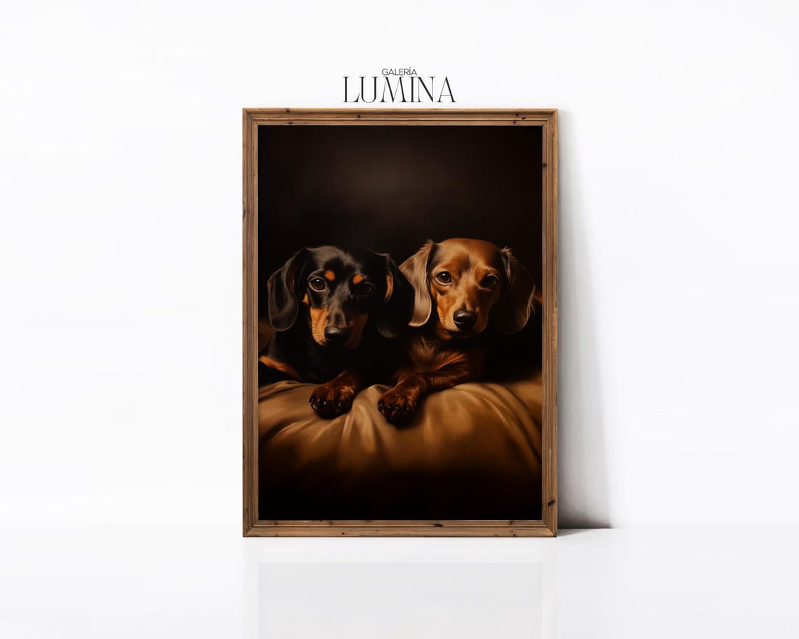 Brown And Black Dachshund Chiaroscuro Painting Dark Classic Dog Portrait Painting Vintage Animal Art Art Frame Tv Art 901 - Image 2