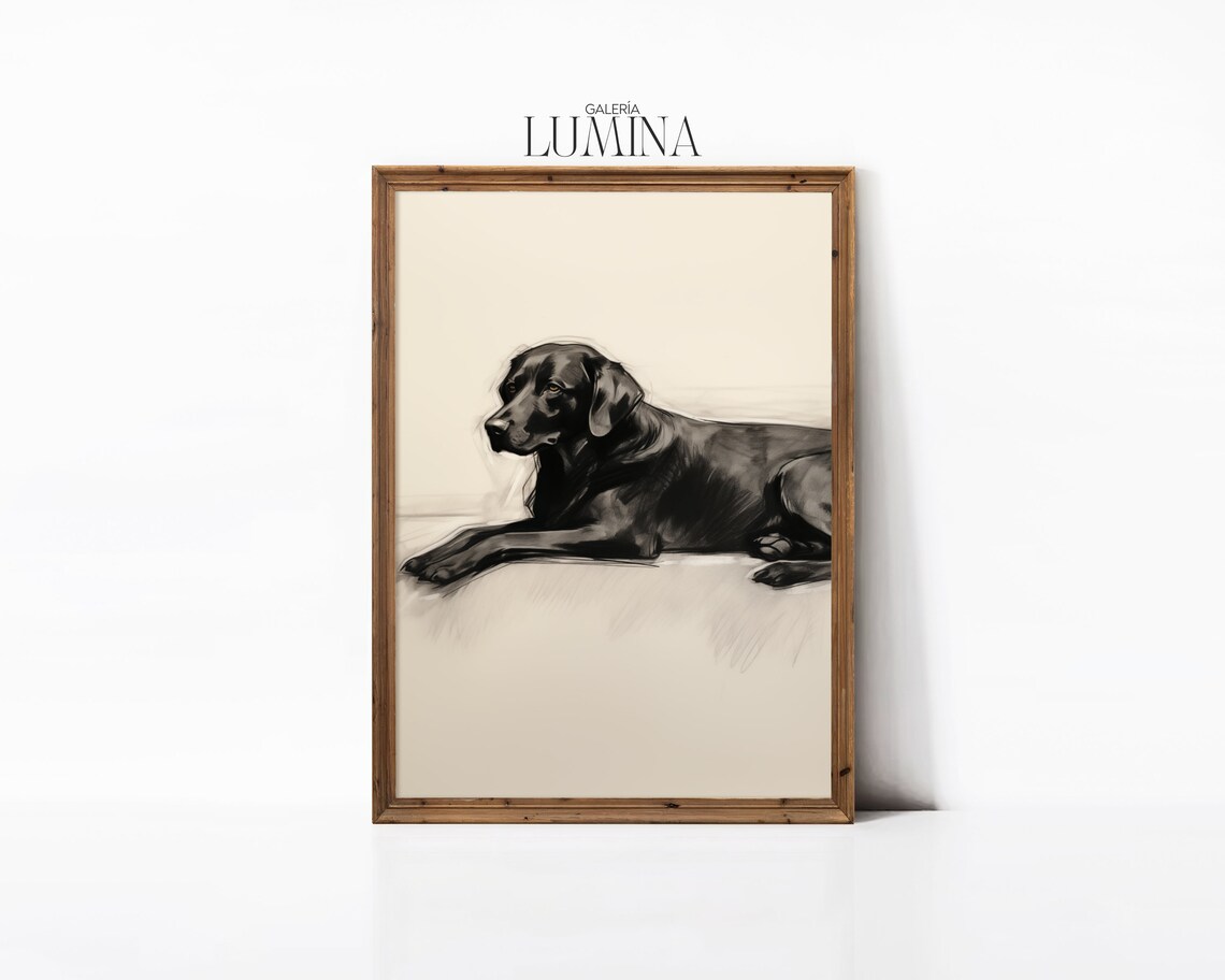 Black Labrador Vintage Dog Portrait Art Print - Image 3