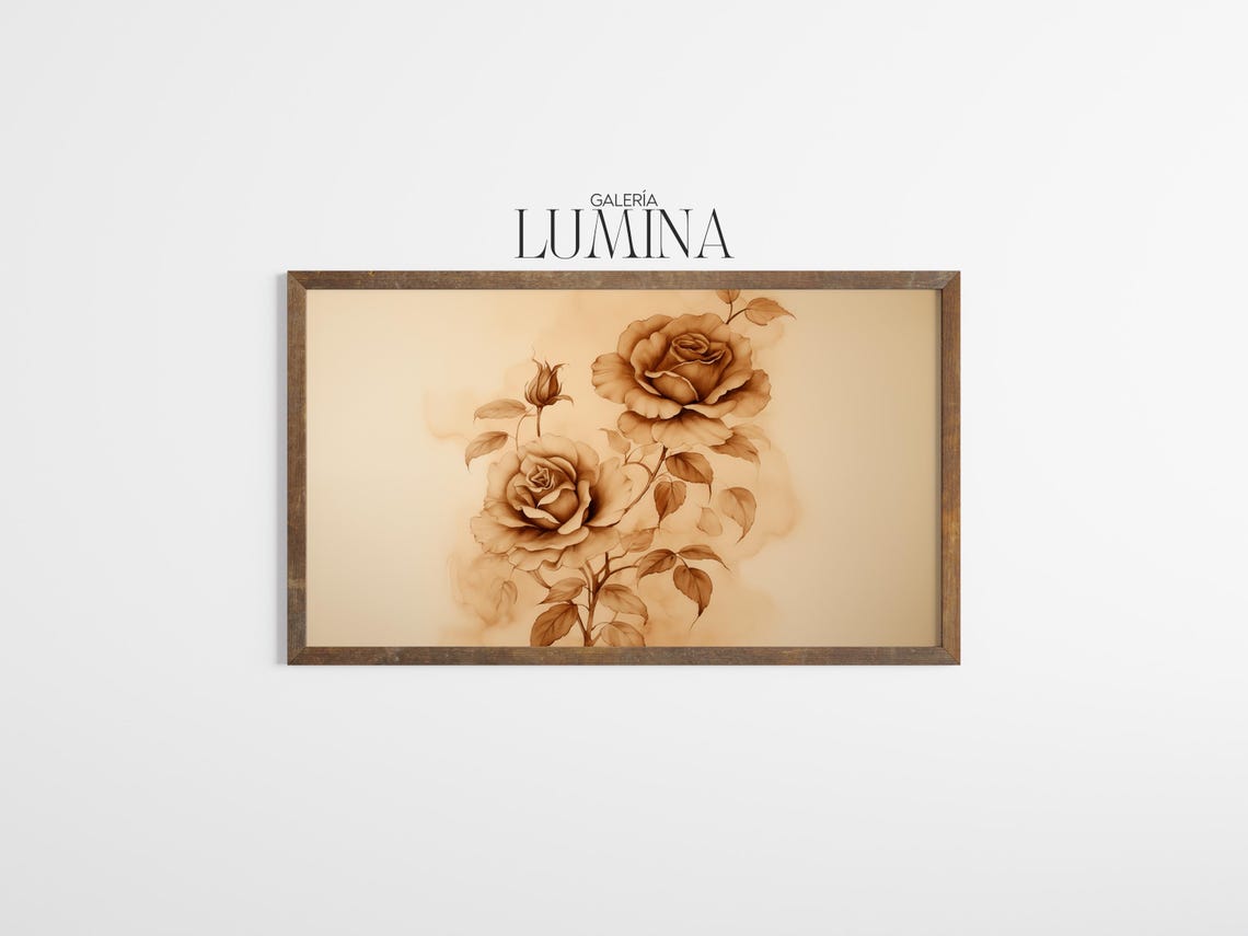 Sepia Roses Vintage Floral Ink Illustration Brown Rose Poster - Image 3