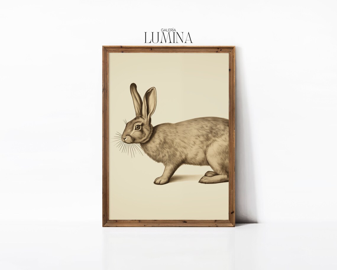 Vintage Hare Drawing Antique Rabbit Etching Style Animal Poster - Image 3