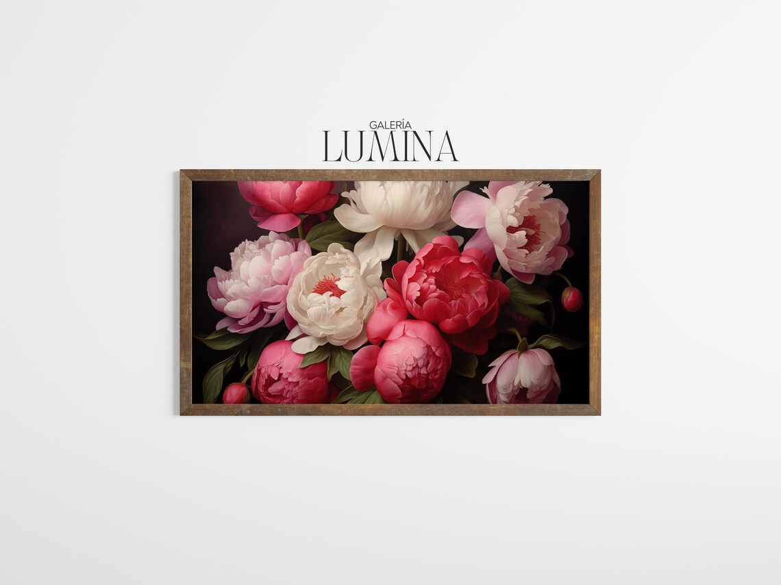 Vintage Peony Oil Painting, Romantic Floral Art Print - Image 3