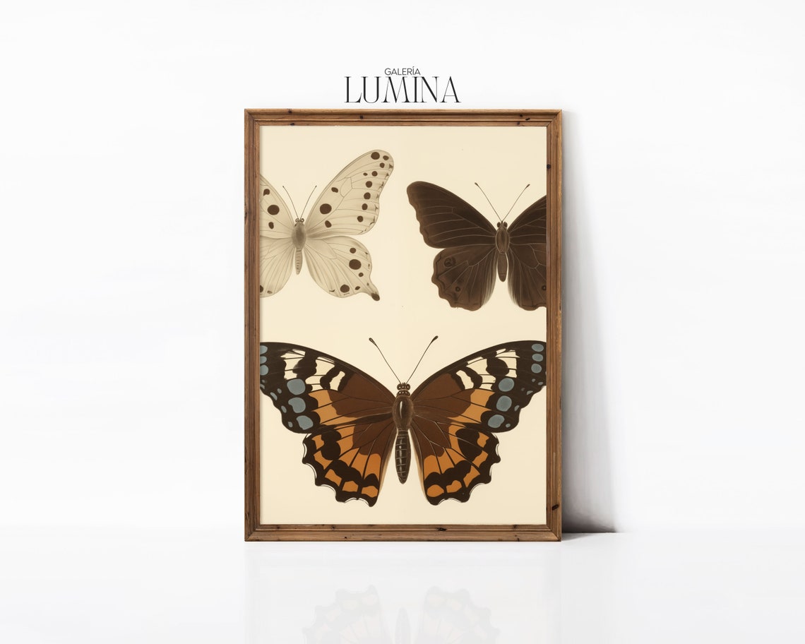 Vintage Butterflies Painting Neutral Butterfly Print Antique Butterfly Drawing Moody Insect Wall Art Art Frame Tv Art 277 - Image 3