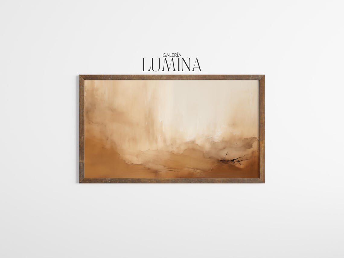 Abstract Sepia Tone Painting Abstract Wabi Sabi Beige Brown Textured Art Minimalist Japandi Painting Art Frame Tv Art 865 - Image 3