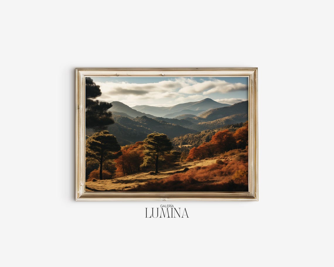 Beautiful Nature Landscape Painting Peaceful Scenery Painting Warm Rustic Mountain Landscape Painting Art Frame Tv Art 587 - Image 2