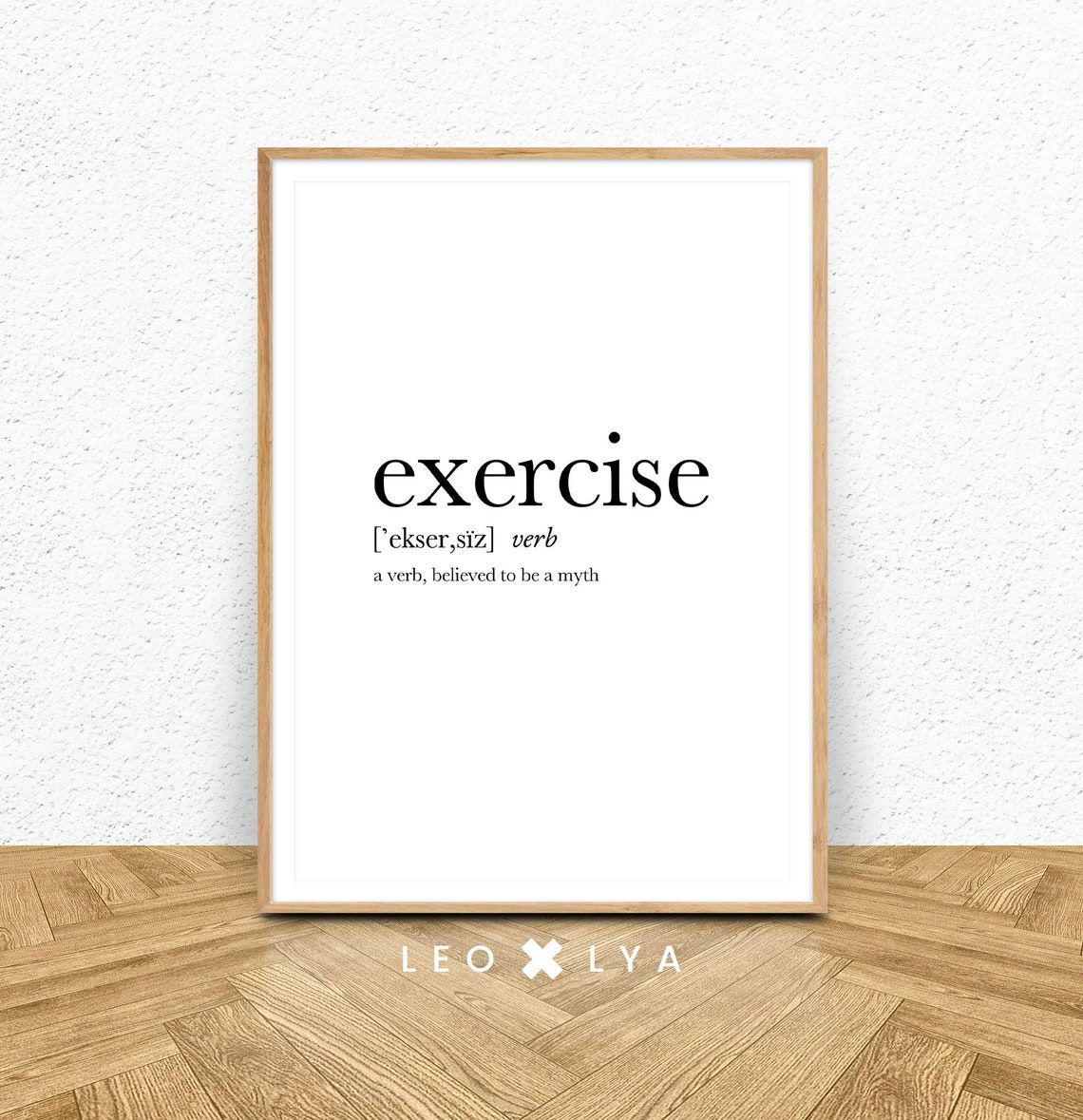 Exercise Definition Funny Dictionary Quote Minimalist Humor Wall Art