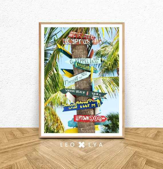Beach Wall Art Large Palm Print Decor Beach Sign Beach House Palm Tree Print Tropical Print Coastal Print Surf Art Print Beach Print